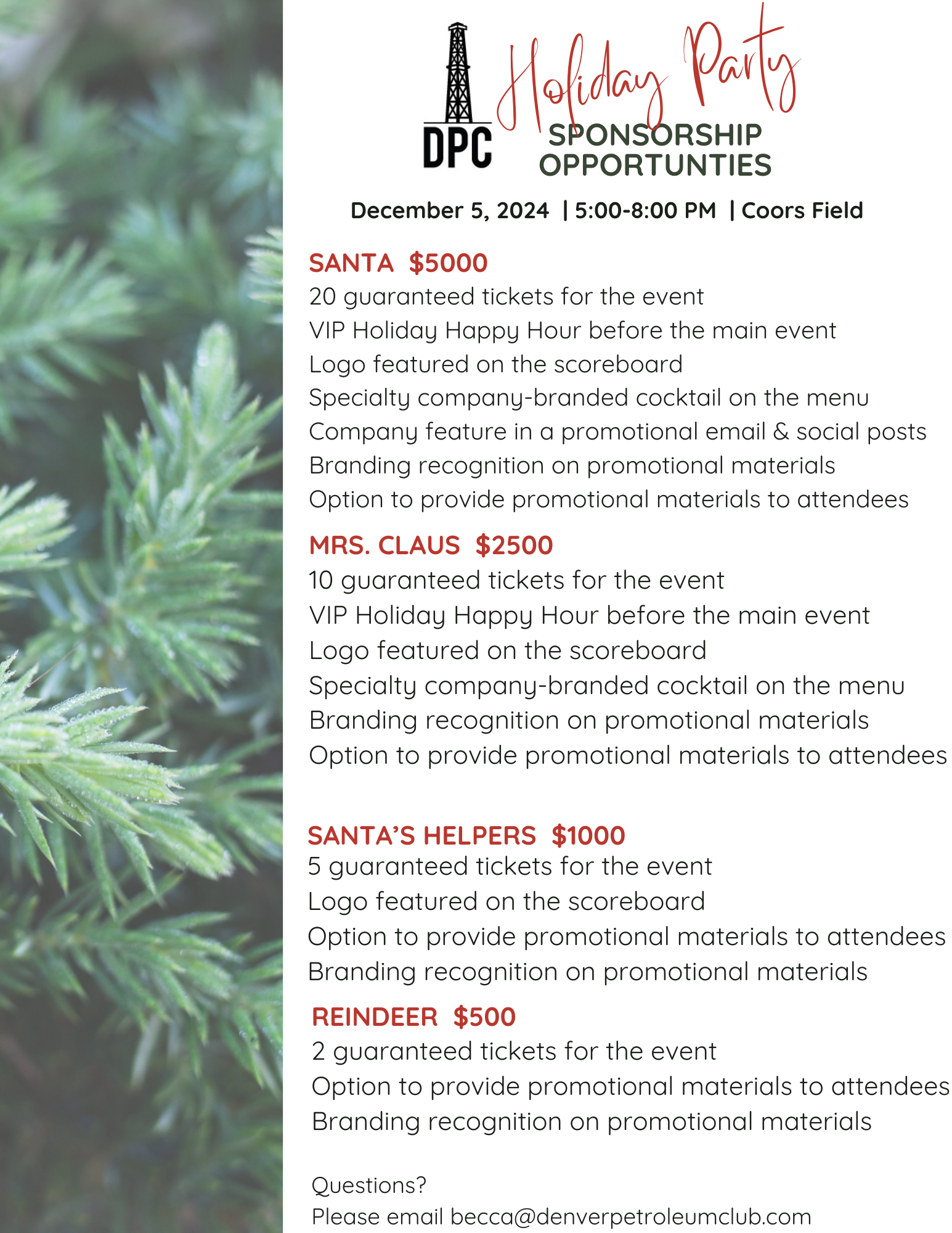 2024 Holiday Party Sponsorships